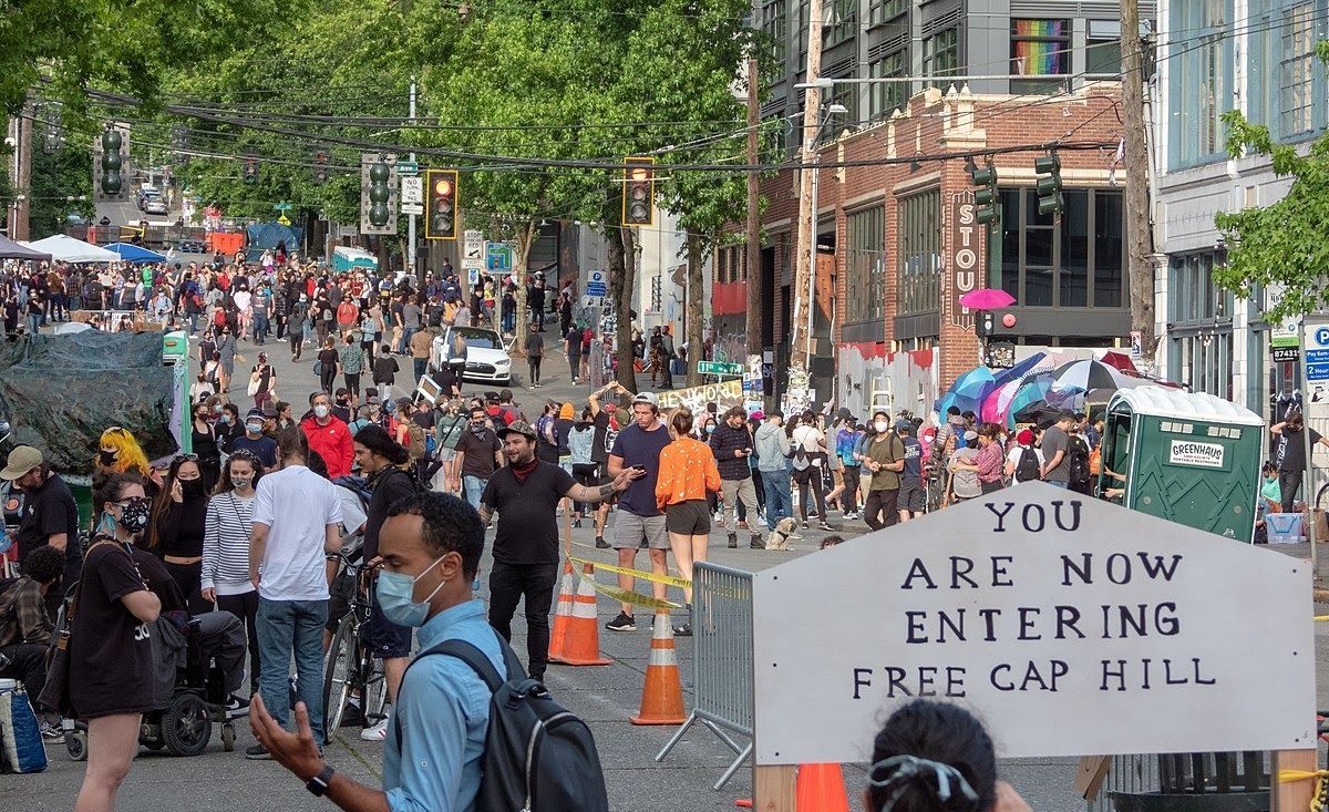 A view of CHAZ/CHOP from inside the barricades.